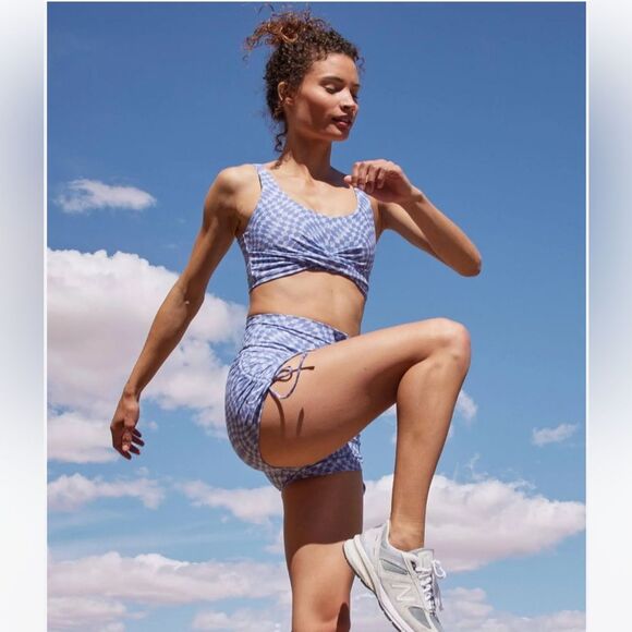 Revolve L*Space Womens L Twist Of Fate Sports Bra Purple Checkered Athletic Yoga - Picture 5 of 10